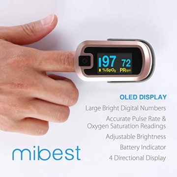 MIBEST OLED Finger Pulse Oximeter - Accurate Dual Color Monitoring