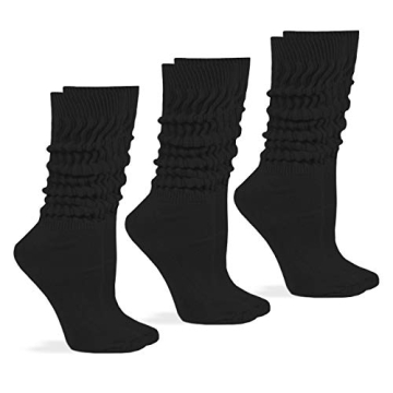 Jefferies Socks Women's Slouch Cotton Knit Socks - 3 Pair Pack (Black)