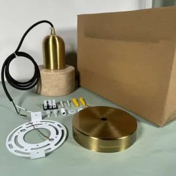 SEEAIRSHOP Natural Stone Shade Cylinder Pendant Light Brass Hainging Light Kit Retro Mini Pendant Lamp Nordic Pendant Lighting for Kitchen Island