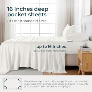 GOKOTTA King Size Bed Sheets 4 Piece Set, 100% Rayon Derived from Bamboo, Cooling for Hot Sleepers-L...