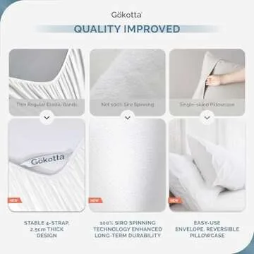 GOKOTTA King Size Bed Sheets 4 Piece Set, 100% Rayon Derived from Bamboo, Cooling for Hot Sleepers-Luxury Breathable Soft Sheets, Deep Pocket 16" Fitted Sheet with Elastic Corner Straps, Cream White