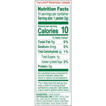 True Lime, Watermelon Limeade Drink Mix 10 packets (Pack of 4)