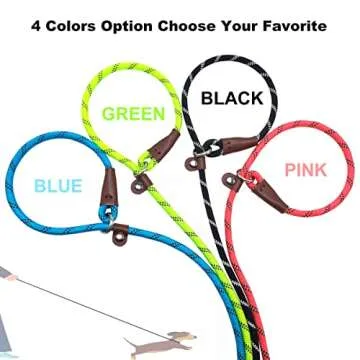 Boswany 7Ft Slip Lead Dog Leash for Small Dogs, No Pull Small Puppy Pet Training Leash, Lightweight Nylon Rope Leash, Black