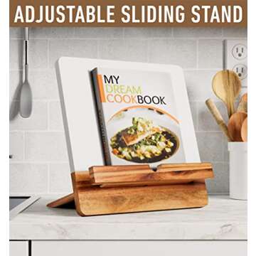 Stylish Acacia Cookbook Stand Perfect for Kitchen Use