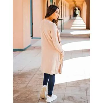 Tickled Teal Women's Soft Cardigan with Pockets 2X Tan