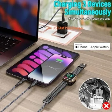 3 in 1 Multi Charging Cable for Apple Watch & iPhone