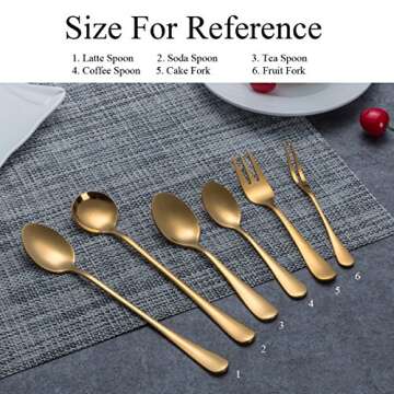 Gold Iced Tea Spoon, Berglander Stainless Steel Titanium Gold Plating Long Handle Mixing Stirring Spoon, Latte Spoon, Cocktail Spoons, coffee stirrers, Bar Spoon Pack of 6