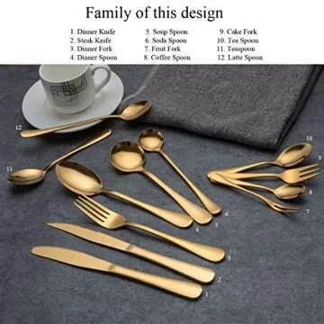 Gold Iced Tea Spoon, Berglander Stainless Steel Titanium Gold Plating Long Handle Mixing Stirring Spoon, Latte Spoon, Cocktail Spoons, coffee stirrers, Bar Spoon Pack of 6