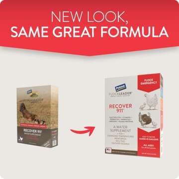 FlockLeader Recover 911, Severe Stress Probiotic Water Supplement for Chickens with Electrolytes, Prebiotics & Oregano, Molting, Extreme Weather, and Predator Attack Support, 8 oz