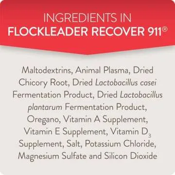 FlockLeader Recover 911, Severe Stress Probiotic Water Supplement for Chickens with Electrolytes, Prebiotics & Oregano, Molting, Extreme Weather, and Predator Attack Support, 8 oz