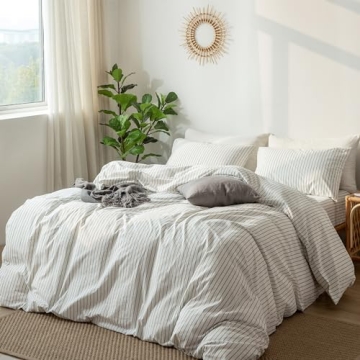 MooMee Striped Cotton Duvet Cover Set for Ultimate Comfort