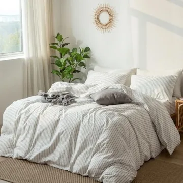 MooMee Striped Cotton Duvet Cover Set for Ultimate Comfort
