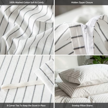 MooMee Striped Cotton Duvet Cover Set for Ultimate Comfort
