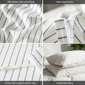 MooMee Striped Cotton Duvet Cover Set for Ultimate Comfort
