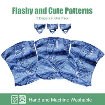 Wegreeco Jeans Washable Male Dog Diapers (Pack of 3) - Washable Male Dog Belly Wrap (Large - 18"- 21...