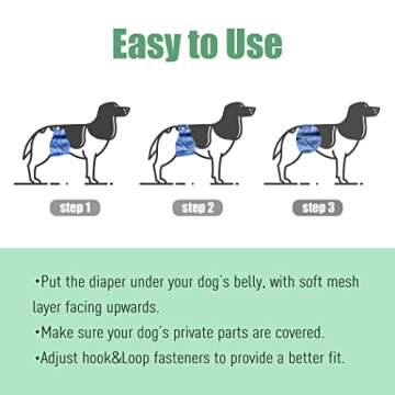 Wegreeco Jeans Washable Male Dog Diapers (Pack of 3) - Washable Male Dog Belly Wrap (Large - 18"- 21" Waist)