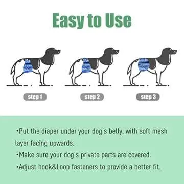 Wegreeco Jeans Washable Male Dog Diapers (Pack of 3) - Washable Male Dog Belly Wrap (Large - 18"- 21" Waist)