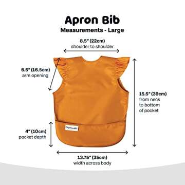 Tiny Twinkle Mess Proof Baby Bib - Waterproof Baby Apron - Machine Washable - PVC, BPA, & Phthalate Free - Great Travel Bib for Baby Eating - Baby Food Bibs (Cinnamon, Small 6-24 Months)