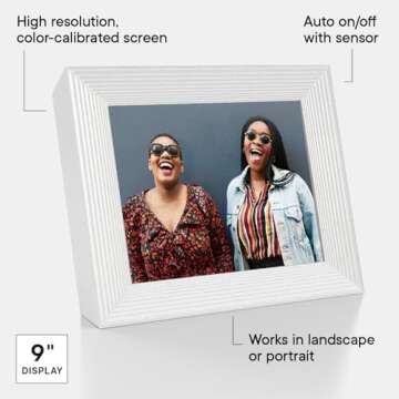 Aura Mason WiFi Digital Picture Frame | Wirecutter's Best Digital Frame for Gifting | Send Photos from Your Phone | Quick, Easy Setup in Aura App | Free Unlimited Storage | White