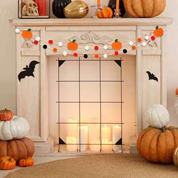 Tatuo 3 Pieces Thanksgiving Fall Pumpkin Garland Fall Party Ball Garland Pom Pom Banner for Thanksgiving Wool Ball Garland Autumn Thanksgiving Halloween Holiday Birthday Decor(Warm Color)