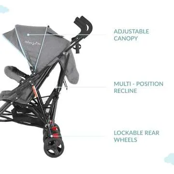 Dream On Me Volgo Twin Umbrella Stroller in Blue, Lightweight Double Stroller for Infant & Toddler, Compact Easy Fold, Large Storage Basket, Large and Adjustable Canopy