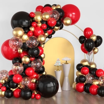 Vibrant 114PCS Red and Black Balloon Garland Kit