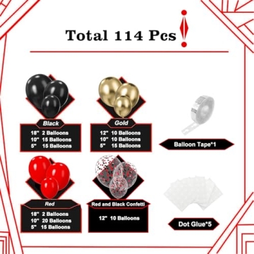 Vibrant 114PCS Red and Black Balloon Garland Kit