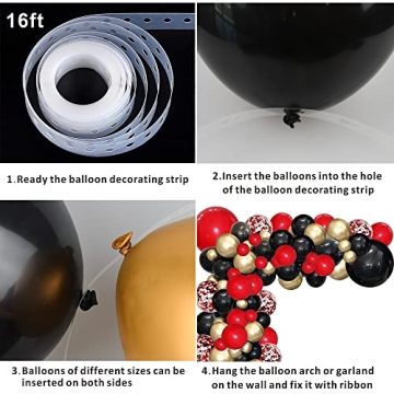 Vibrant 114PCS Red and Black Balloon Garland Kit