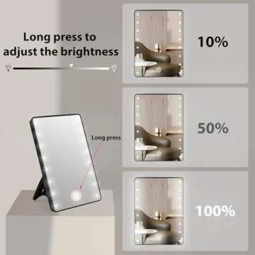 Schliersee Lighted Makeup Mirror with 16 LED Lights, Touch Dimming Screen LED Lighted Vanity Travel Portable Mirror, Black Cosmetic Tabletop Wall Mirror Gifts for Wife, Women, Girl