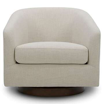 CHITA Swivel Accent Chair, FSC Certified Upholstered Fabric Barrel Chair for Living Room, Fully Assembled, Linen