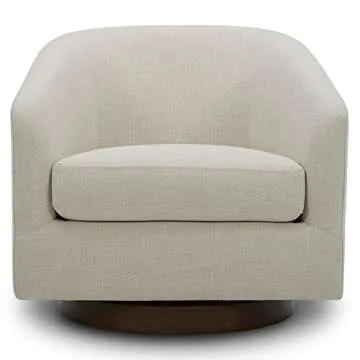 CHITA Swivel Accent Chair, FSC Certified Upholstered Fabric Barrel Chair for Living Room, Fully Assembled, Linen