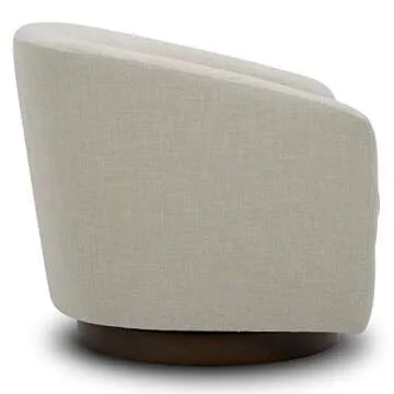 CHITA Swivel Accent Chair, FSC Certified Upholstered Fabric Barrel Chair for Living Room, Fully Assembled, Linen