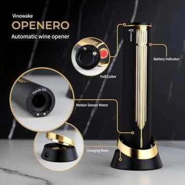 OPENERO Electric Wine Opener — Luxurious Automatic Wine Corkscrew Electric with Charging Base and ...