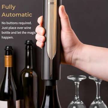OPENERO Electric Wine Opener — Luxurious Automatic Wine Corkscrew Electric with Charging Base and Steel Foil Cutter, Wine Gifts For Women Men (Gold) By LINKSTYLE