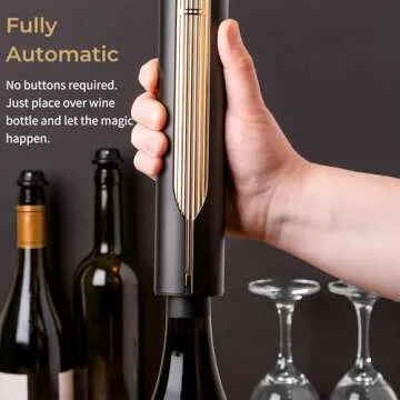 OPENERO Electric Wine Opener — Luxurious Automatic Wine Corkscrew Electric with Charging Base and Steel Foil Cutter, Wine Gifts For Women Men (Gold) By LINKSTYLE