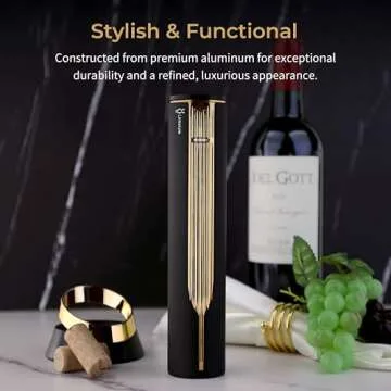 OPENERO Electric Wine Opener — Luxurious Automatic Wine Corkscrew Electric with Charging Base and Steel Foil Cutter, Wine Gifts For Women Men (Gold) By LINKSTYLE