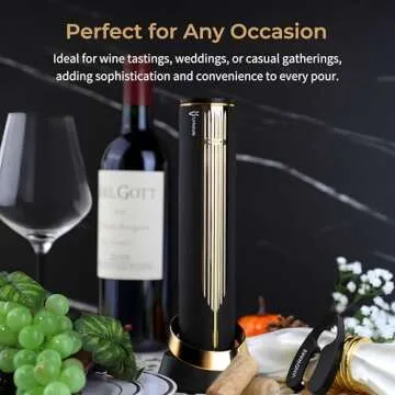 OPENERO Electric Wine Opener — Luxurious Automatic Wine Corkscrew Electric with Charging Base and Steel Foil Cutter, Wine Gifts For Women Men (Gold) By LINKSTYLE