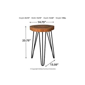 Signature Design by Ashley Eversboro Rustic Wood Accent Table with Hairpin Legs, 24 Inches, Brown & Black