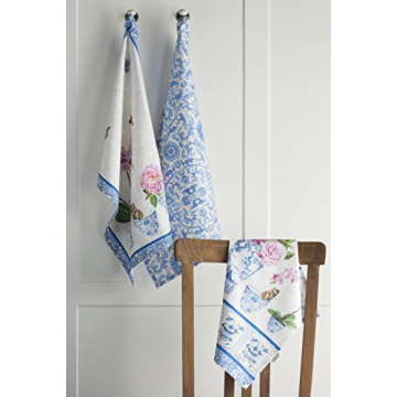 Maison d' Hermine Dish Towels 100% Cotton Kitchen Towels Absorbent Dishcloth for Home, Kitchen, Dining, Cocktail Parties & Camping, Canton - Spring/Summer (Set of 3)