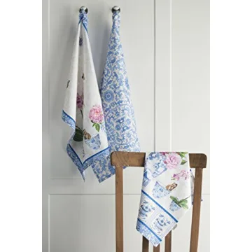 Maison d' Hermine Dish Towels 100% Cotton Kitchen Towels Absorbent Dishcloth for Home, Kitchen, Dining, Cocktail Parties & Camping, Canton - Spring/Summer (Set of 3)