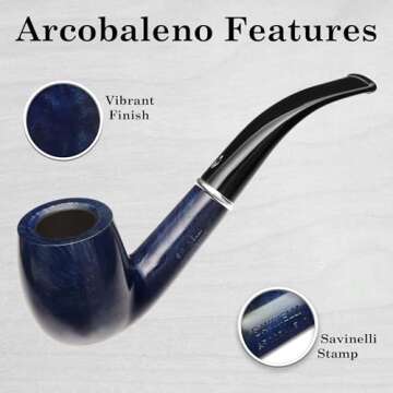Savinelli Arcobaleno Blue 606 KS - Vibrant Handcrafted Briar Pipe from Italy