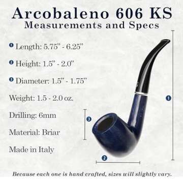 Savinelli Arcobaleno Blue 606 KS Handcrafted Pipe