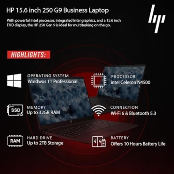 HP 15.6'' Laptop with Microsoft Office and Intel Processor