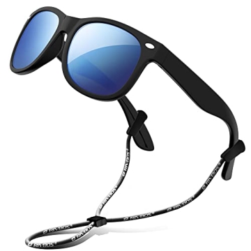 RIVBOS Kids Sunglasses with Strap - Polarized & Flexible Shades for Outdoor Fun