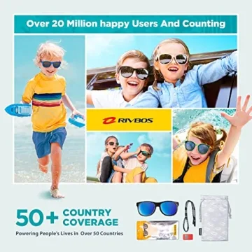 RIVBOS Kids Sunglasses with Strap - Polarized & Flexible Shades for Outdoor Fun