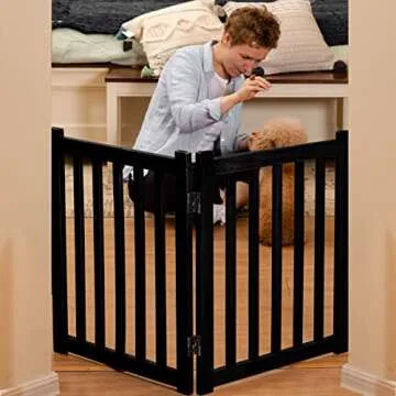 LZRS Adjustable Wooden Dog Gate for Small Pets