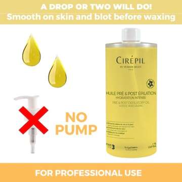 Cirepil - Pre & Post - Depilatory Oil - 1000 ml / 33.81 fl oz - Protects the Skin Before Waxing & Removes Wax Residue - Pre-Waxing & Post-Waxing