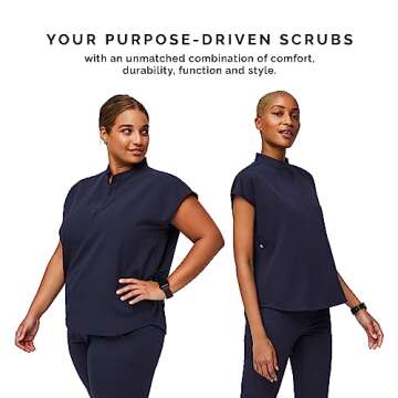FIGS Rafaela Oversized Scrub Top for Women — Navy Blue, S