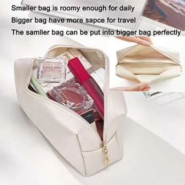 Sohynca 2pcs PU Vegan Leather Cosmetic Bag Set