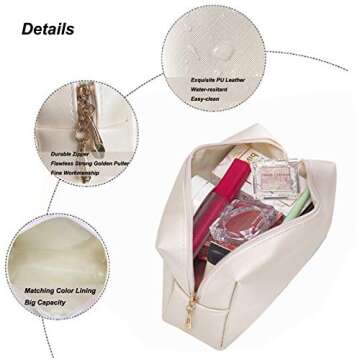 Sohynca 2pcs set PU Leather Cosmetic Bag for Women Minimalism Makeup Bag for Daily Use Portable Storage Purse Small Neat Cosmetic Pouch Water-resistant Toiletry Bag for Travel (Coffee)